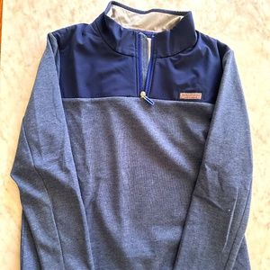 Vineyard Vines Blue Pullover with Partial Zipper, Size Medium (M)